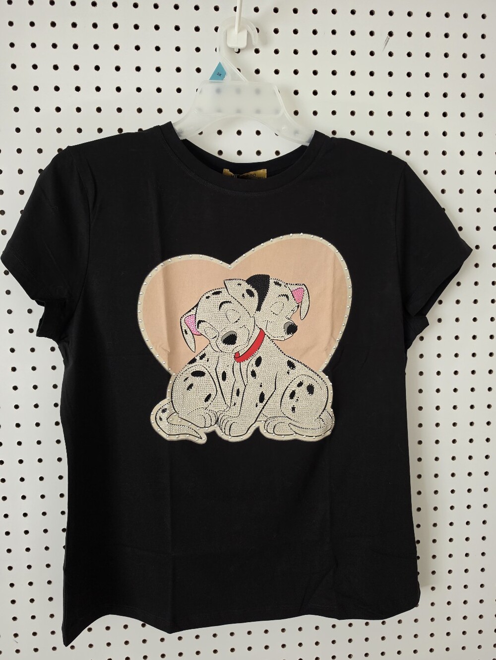 Dalmatian Rhinestone Graphic Tee Black Heart NWT Women's M VINIZBENA - Picture 8 of 9